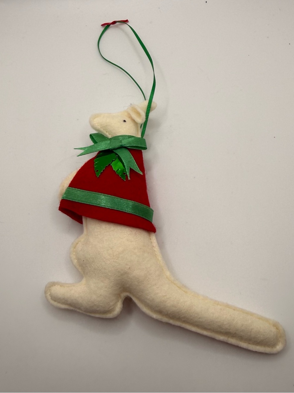 Vintage Felt Mouse kangaroo Ornament Christmas Flocked Retro Holiday Decor